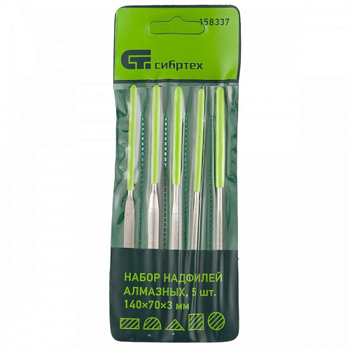  Набор надфилей алмазных, 140х70х3, 5 шт.// СИБРТЕХ 