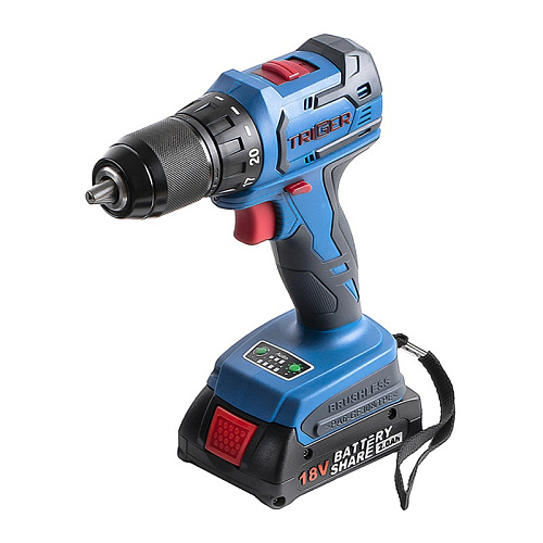  Дрель аккумуляторная/шуруповерт бесщеточн. Li-ION 13мм 18V 2аккум(2,0Ач) кейс Trigger 20111 