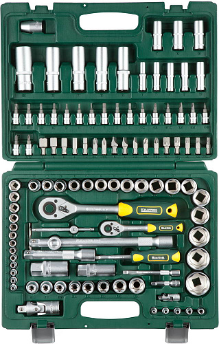  Набор KRAFTOOL "EXPERT QUALITAT": Торцовые головки "SUPER LOCK"с присоединит квадрат,1/2",1/4"108 пр 