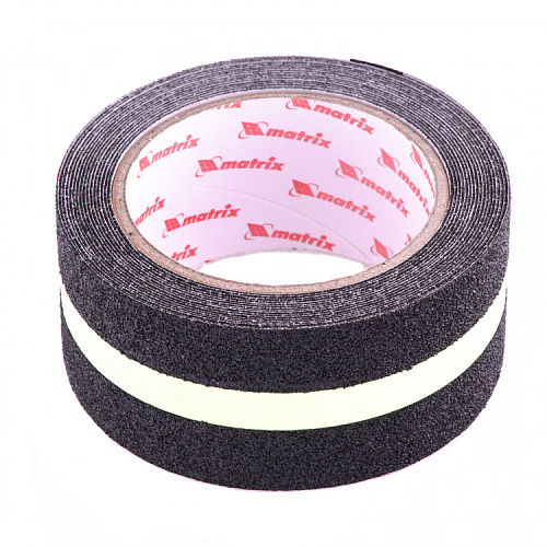  Лента клейкая противоскользящая, c фотолюминисцентной полосой 50 мм. х 5м.// Matrix 