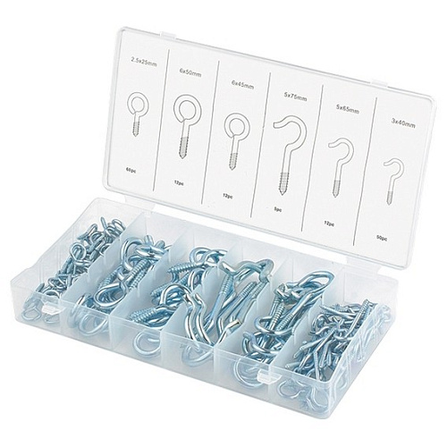  Набор крюков-саморезов 2,5х25, 3х40, 5х65, 5х75, 6х45, 6х50 мм, 151 предм.// СИБРТЕХ 