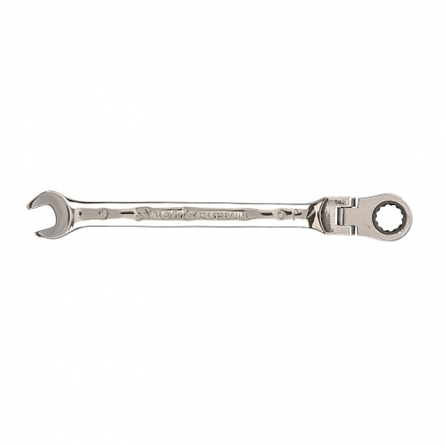  Ключ комбинированный трещоточный, 9 мм, CrV, шарнирный, зерк.хром// Matrix 
