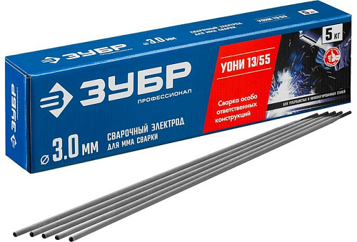  Электроды сварочные ЗУБР УОНИ 13/55, с основным покрытием, 3х350 мм, 5 кг 