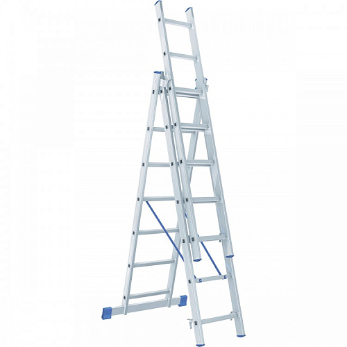  Лестница, 3 х 7 ступеней, алюминиевая, трехсекционная  // СИБРТЕХ // Pоссия 