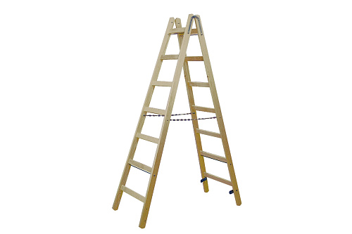  Krause Двусторонняя лестница из дерева, с перекладинами, 2x7 перекладин 170095 