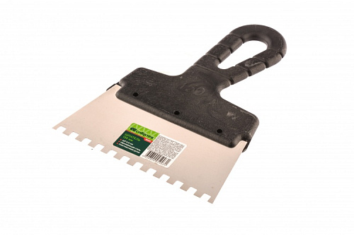  Шпатель нержавеющая сталь зубчатый 150 мм (6 х 6), пластмассовая ручка // СИБРТЕХ 
