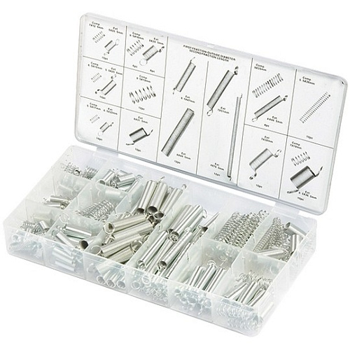  Набор пружин 5,5х17, 5,5х25, 6,5х10, 7х12,5, 7х19, 9х35, 9,5х16, 9,5х19 мм, 200 предм.// СИБРТЕХ 