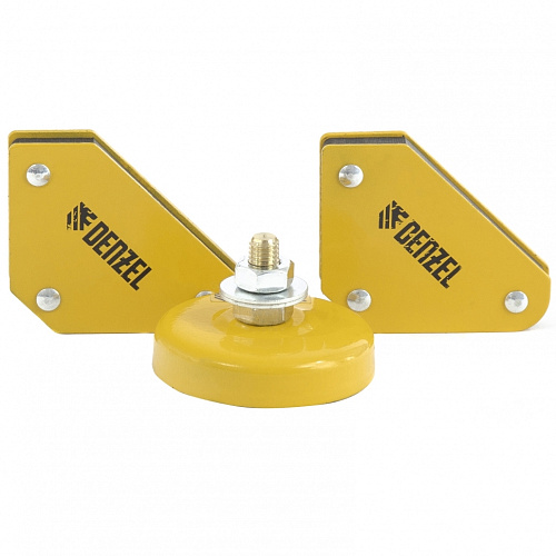  Набор из 2 магнитных сварочных фиксаторов и магнитной клеммы "масса"// Denzel 