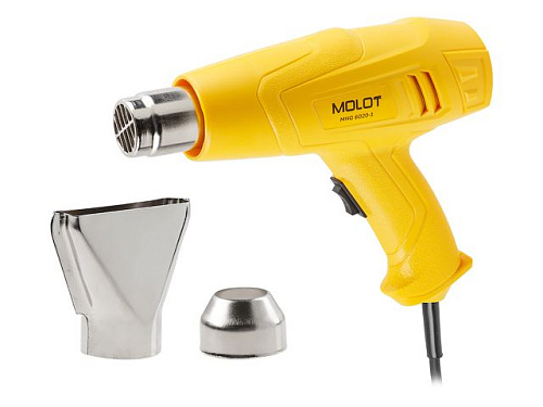  Термовоздуходувка MOLOT MHG 6020-1 в кор. + набор сопл 2000 Вт, 2 скор., 350-600 °С 
