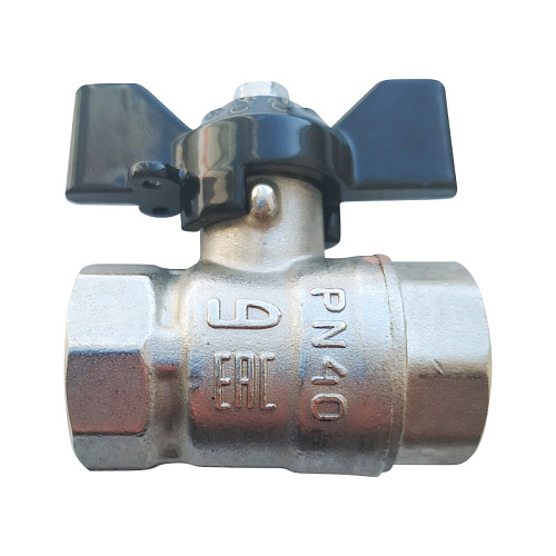  Кран шаровый PN40, 3/4" В/В, бабочка 