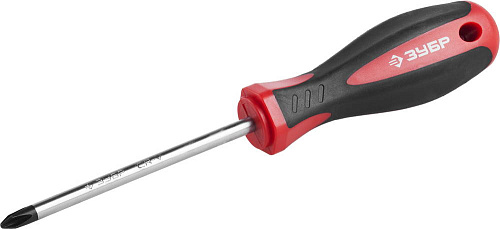  Отвертка PH2x100мм Cr-V стержень, двухкомпонентная рукоятка, ЗУБР "МАСТЕР" 