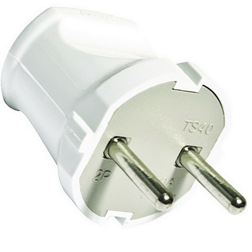  Вилка прямая разборная A113 6А, 230В, б/з, белая 