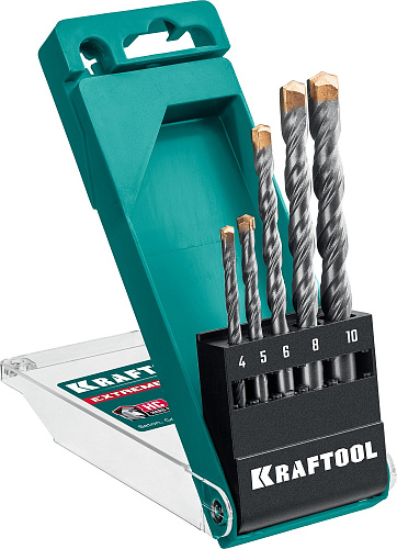  KRAFTOOL EXTREME 5 шт: 4-5-6-8-10 мм набор сверл по бетону, 3-х гранный хвостовик 