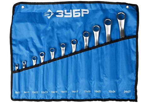 Набор накидных гаечных ключей изогнутых 11 шт 8 - 27 мм Зубр 27132-H11_z01 