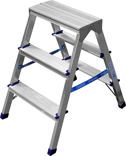  Лестница-стремянка двухсторонняя алюминиевая, СИБИН 38825-03, 3 ступени 