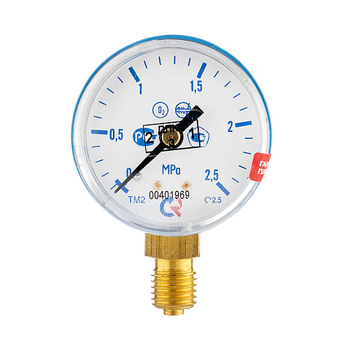  Манометр с поверкой 2,5 МПа, кислород 